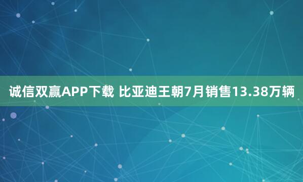 诚信双赢APP下载 比亚迪王朝7月销售13.38万辆