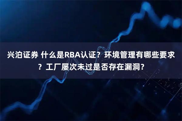 兴泊证券 什么是RBA认证？环境管理有哪些要求？工厂屡次未过是否存在漏洞？